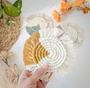 High Quality Macrame Coaster for Table Protection Decoration and Beverage Serving Boho Home Decor Table Accessory From India - Product Image 2