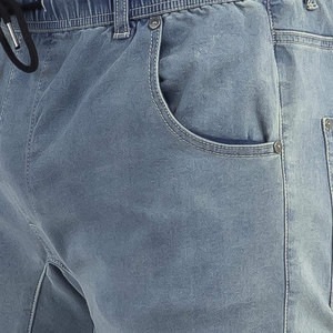 Shorts d'été vintage pour hommes, effet usé, broderie, délavage acide, en coton épais, avec poches - Product Image 5
