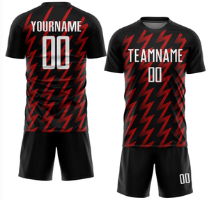 Ensemble d'uniformes de football personnalisés par sublimation, motif éclair noir et or, séchage rapide, OEM ODM, tenue d'équipe pour adultes, kit maillot 2026 - Product Image 5
