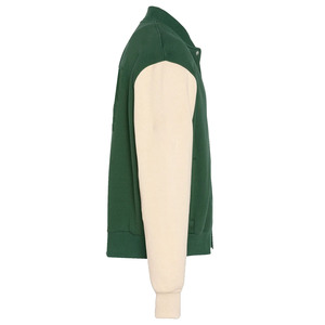Chaqueta Varsity Verde Crema para Hombre con Estampado de Letras, Cuello Camisero, Ropa Casual de Otoño - Product Image 2