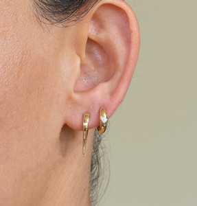 Solitaire Diamond Puffy Hoop Earrings 14K <b>Solid</b> <b>Gold</b> Minimalist Luxury Round Lab Grown Chunky <b>Huggies</b> Fine Jewelry Manufacturer - Product Image 6