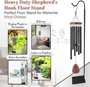 Soporte de suelo ajustable de alta resistencia con gancho de pastor para colgar plantas, luces solares y faroles en exteriores - Product Image 4