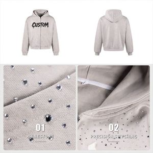 Sudadera con Capucha de Algodón con Pedrería para Hombre, Sudadera con Cristales, Tejido Suave y Transpirable - Product Image 2