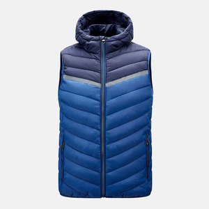 Gilet matelassé personnalisé avec logo imprimé, bleu marine, de qualité supérieure, confortable, pour l'hiver, gilets matelassés pour hommes, veste sans manches en duvet - Product Image 1