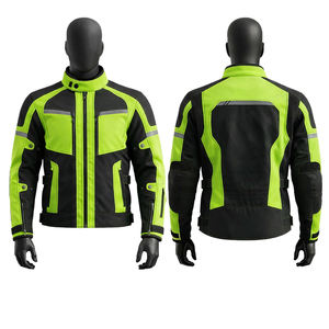Chaqueta de Motociclista de Cuero Verde y Negra de Alta Visibilidad, Chaqueta Protectora para Motociclismo y Carreras para Hombres y Mujeres, con Armadura CE - Product Image 1