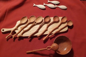 Cuillères en bois de Doussie artisanales de haute qualité, écologiques, avec manche long, design classique moderne, ensemble complet pour la cuisine - Product Image 3