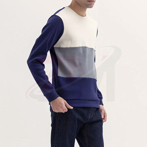 Pull en maille à col rond, coupe classique, sweat-shirt décontracté, style automne, 100% coton, manches longues, pour homme, couleur contrastée - Product Image 1