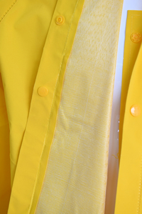 High Quality Waterproof Polyester Raincoat Outdoor for Working Men Yellow XL with Pocket and Hood <b>Strings</b> - Product Image 3