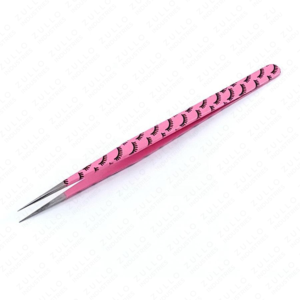 Pink Coated I Shaped Isolation Eyelash Tweezers Stainless Steel Professional Lash Extension <b>Precision</b> <b>Tool</b> - Product Image 3