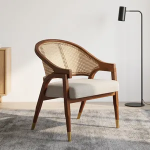 Chaise de restaurant de luxe en velours tressé avec structure en bois massif pour hôtel, café, salle à manger et mobilier de bureau à domicile - Product Image 3