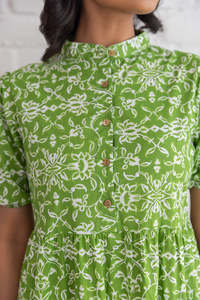 GREEN COTTON MAXI WOMEN <b>DRESS</b> - Product Image 6