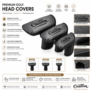 Custom Designed Premium PU Leather <b>Golf</b> Head Covers Waterproof Elastic Band Closure Driver Fairway Hybrid <b>Golf</b> Head Covers - Product Image 5