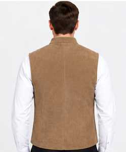 Men's Corduroy <b>Vest</b> Mandarin Collar Button Closure Full <b>Sleeve</b> - Product Image 5