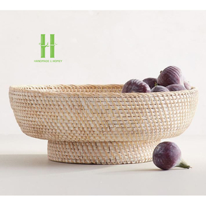 Best Selling Customizable Eco-Friendly Rattan <b>Tray</b> <b>Basket</b> Bowl Storage Serving Food Container Made in Vietnam HNH Craft - Product Image 2