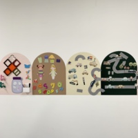 Autocollants muraux magnétiques en feutre écologique, forme personnalisée, amovibles, pour enfants, style maison en arc