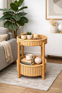 Estante de Almacenamiento de Ratán, Objeto Decorativo Ideal para Baño, Cocina, Dormitorio y Organización del Hogar con Estilo Natural Decorativo - Product Image 5