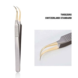 Wholesale Custom Logo Eyelash Extension Tweezers Stainless Steel Professional <b>Lash</b> Volume Isolation Beauty Tool OEM - Product Image 1