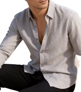 Camisa de Verano para Hombre, Cuello Alto, Manga Larga, Casual, Holgada, de Color Sólido, Absorbente de Sudor, Transpirable y Versátil - Product Image 2