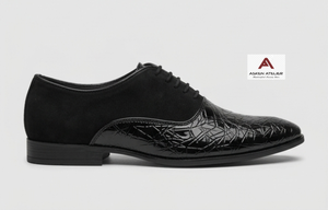 <b>Men's</b> Black <b>Patent</b> Oxford Dress <b>Shoes</b> Breathable Elegant Pointed Toe Lace-Up Closure Classic Solid Color Formal Business Wedding - Product Image 3