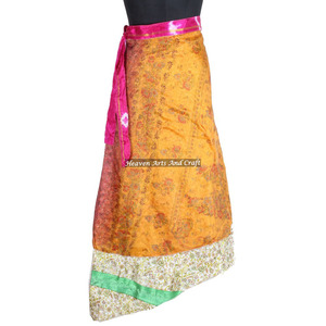 Nuevas faldas indias reversibles de dos capas con estampado, falda cruzada de seda mágica reversible de 38 pulgadas, falda cruzada tipo halter, hecha a mano en India, lo último. - Product Image 5