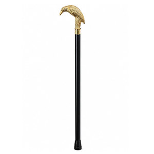 Luxury Fashion Golden Eagle Head 3-Section Adjustable <b>Walking</b> <b>Stick</b> <b>Metal</b> Handle Carved Bird Design Durable Black Wooden Shaft - Product Image 2