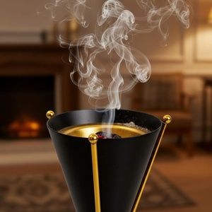 Arabic Black & Gold <b>Bakhoor</b> Burner - Luxury Metal <b>Oud</b> Holder With Hourglass Design. Premium Middle Eastern Home Decoration - Product Image 6