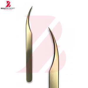 Herramientas de Belleza de Acero Inoxidable Duraderas con MOQ Bajo, Juego de Pinzas para Extensión de Pestañas de Alta Precisión y Calidad, Chapadas en Oro - Product Image 4
