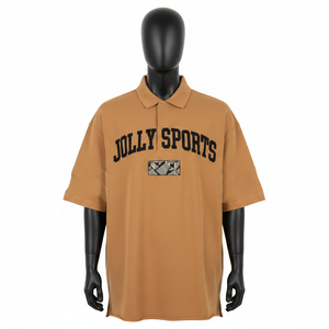 <b>Mens</b> Heavyweight 220 GSM Interlock Knit Polo <b>Shirt</b> Camel <b>Brown</b> Athletic Fit Heat Transfer Logo Custom moisture wicking - Product Image 1