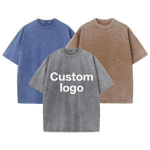 Camiseta de Verano Personalizada con Cuello Redondo y Estampado para Hombre, Camiseta de Algodón Grueso con Efecto Ácido, Camiseta Original para Hombre con Efecto Lavado Ácido - Product Image 1