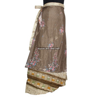 Rok Hippie Berkualitas Terbaik, Murah dan Cantik, 2 Lapis, Bolak-Balik, Bahan Sutra Ajaib, Rok Panjang, Rok Sutra Saree