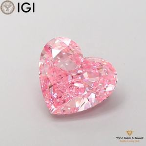 Diamant de laboratoire CVD VS1 Clarity, couleur rose vif fantaisie, taille cœur, 3,00 carats, certifié IGI, pour centre de bijoux personnalisé - Product Image 1
