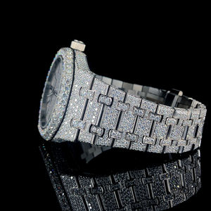 Reloj de Cuarzo Personalizado con Cristales, Acero Inoxidable, Moissanita que Pasa la Prueba del Diamante, Estilo Hip-Hop, Deportivo, Moneda, Negocios, Moda, Esfera de Cristal - Product Image 4