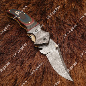 Cuchillo Plegable de Damasco de Alta Calidad, Forjado a Mano, Hoja Afilada Personalizada, Cuchillo de Bolsillo para Exteriores, EDC, Supervivencia, Caza, Micarta, OEM/ODM - Product Image 3