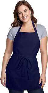 <b>Navy</b> Blue Cotton Apron Woven Fabric <b>Tie</b> Closure For Restaurant Bar Wait Staff Uniform Women - Product Image 6