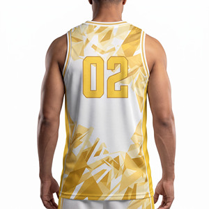 Maillot de basket pour homme avec col en V, maillot de basket sans manches respirant pour homme, maillot de basket pour homme en sublimation - Product Image 2