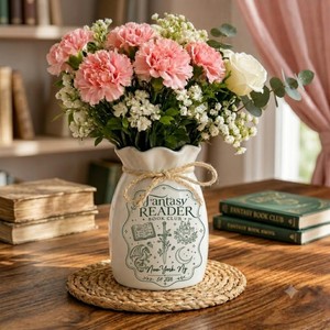Shabby Chic Style Painted White Tabletop Decor 8-16 Inches Exquisite Durable Fantasy Reader <b>Ceramic</b> <b>Vase</b> - Product Image 6