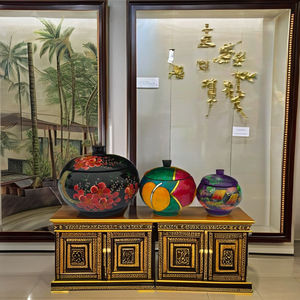 Productos Artesanales al por Mayor, Caja Redonda de Tamaño Mediano con Patrón Personalizado, Caja de Lacado OEM ODM, Fabricante de Vietnam - Product Image 1