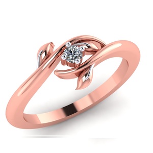 แหวนเพชรโรสโกลด์ดีไซน์ใบไม้ 14K ประดับเพชรทรงกลมแบบอินฟินิตี้สำหรับผู้หญิง งานฝีมือสุดประณีต - Product Image 1