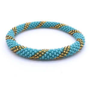 Pulsera de Cuentas Chapadas en Oro Hechas a Mano en India, Brazalete Moderno y Elegante para Mujer, Joyería Turquesa Colorida - Product Image 2