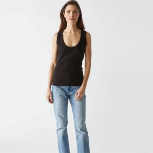 Camiseta sin mangas de punto para mujer, color negro, cuello redondo, informal, color sólido, transpirable, básica - Product Image 1