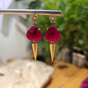 Vintage Gold Plated Drop Earrings with Pearl and Zircon Geometric Water Drop Stud Earrings - Product Image 3