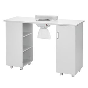 Tavolo Manicure bianco per Nail Art Workstation elettrico depolveratore mobile 8 ruote (4 chiudibili) Spa salone di bellezza scrivania 3 Nail - Product Image 1