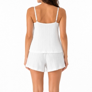 Pyjama imprimé à manches longues pour femmes, ensemble deux pièces avec short à col en v, vêtements de nuit d'été doux et confortables, Style décontracté - Product Image 2