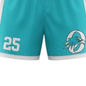 Unisex Teal White Lacrosse Shorts Polyester <b>Athletic</b> Fit Sports Uniform Lightweight Training Team Wear Match Apparel - Product Image 6