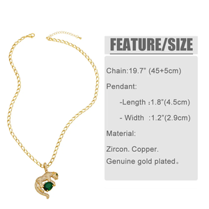 Hiphop Leopard Necklace Green Zircon Pendant Collares Moissanite <b>Chain</b> <b>Iced</b> <b>Out</b> Wild Animal Panther Charm Bling Cuban Link Mens - Product Image 3