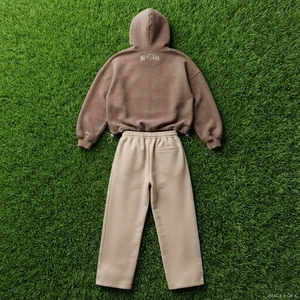 Conjunto de chándal oversize para mujer: Sudadera con capucha de forro polar y pantalones jogger, estilo casual urbano con estampado de letras y pedrería - Product Image 6