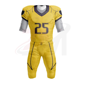 Vêtements de sport personnalisés, uniforme de football américain jaune avec numéro 25, impression par sublimation pour adultes, hommes, polyester respirant - Product Image 1