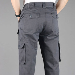 New High Quality Lightweight <b>Men's</b> Canvas Cargo Pants Mid Loose Fit Straight Leg Multi-Pocket Casual Outdoor Breathable <b>Khaki</b> - Product Image 2