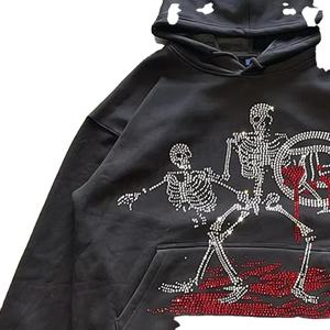 Meilleure vente sweat à capuche homme personnalisé sweat épais à fermeture éclair strass vêtements d'extérieur sweats en polaire éponge française sweats d'hiver à fermeture éclair lourde - Product Image 4