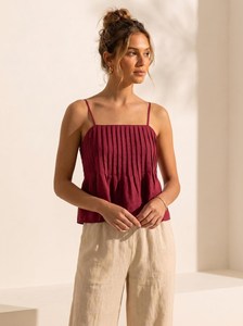 เสื้อผู้หญิงคอวี สายเดี่ยว จับจีบ แต่งระบาย สีพื้น สไตล์วินเทจ สำหรับใส่ทำงาน ODM ใส่ได้ทุกวัน ฤดูใบไม้ผลิ ฤดูร้อน ผ้าไม่ถักทอ - Product Image 6